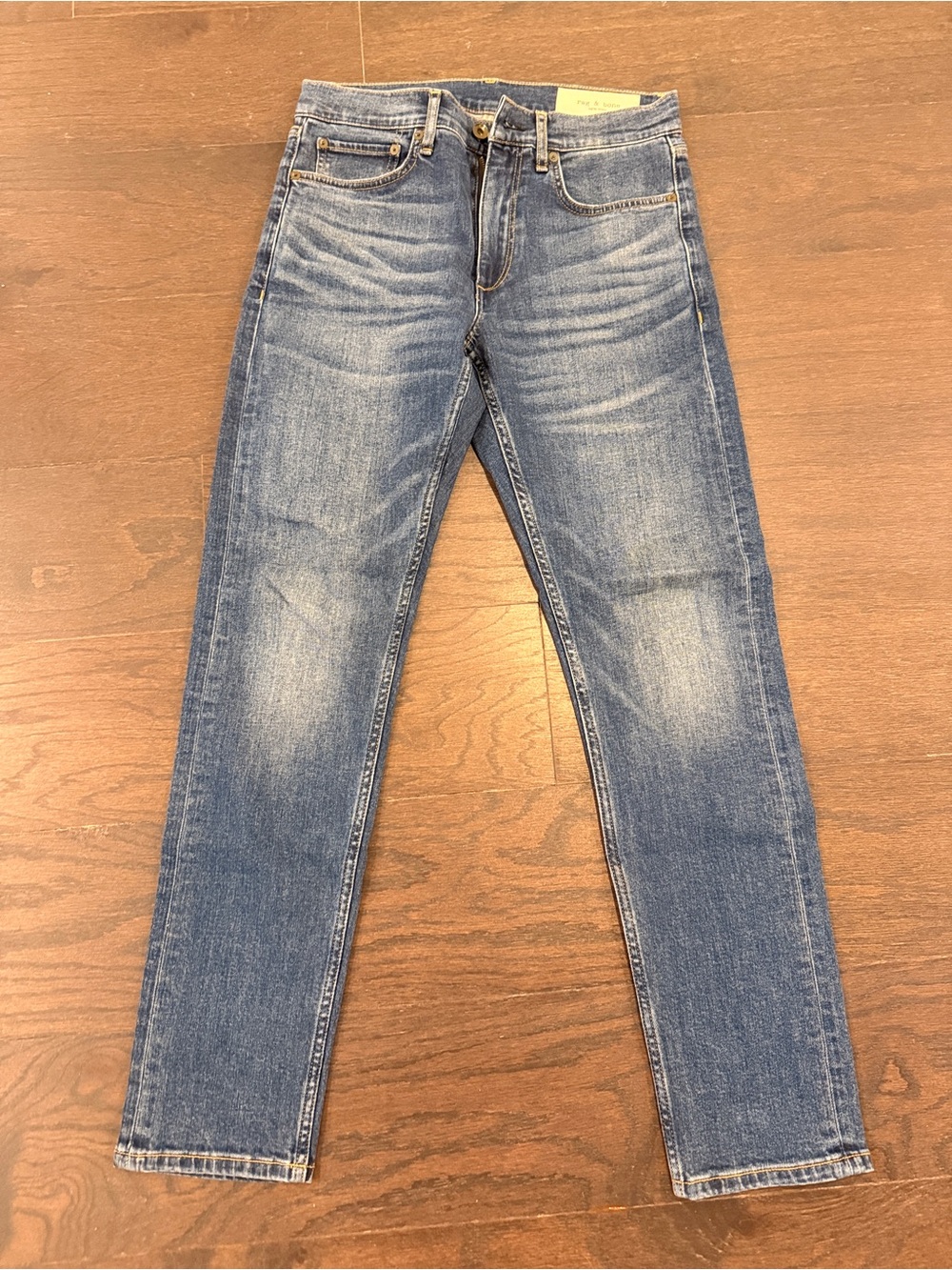 rag & bone Men's Slim Straight Jeans in Medium Blue Wash